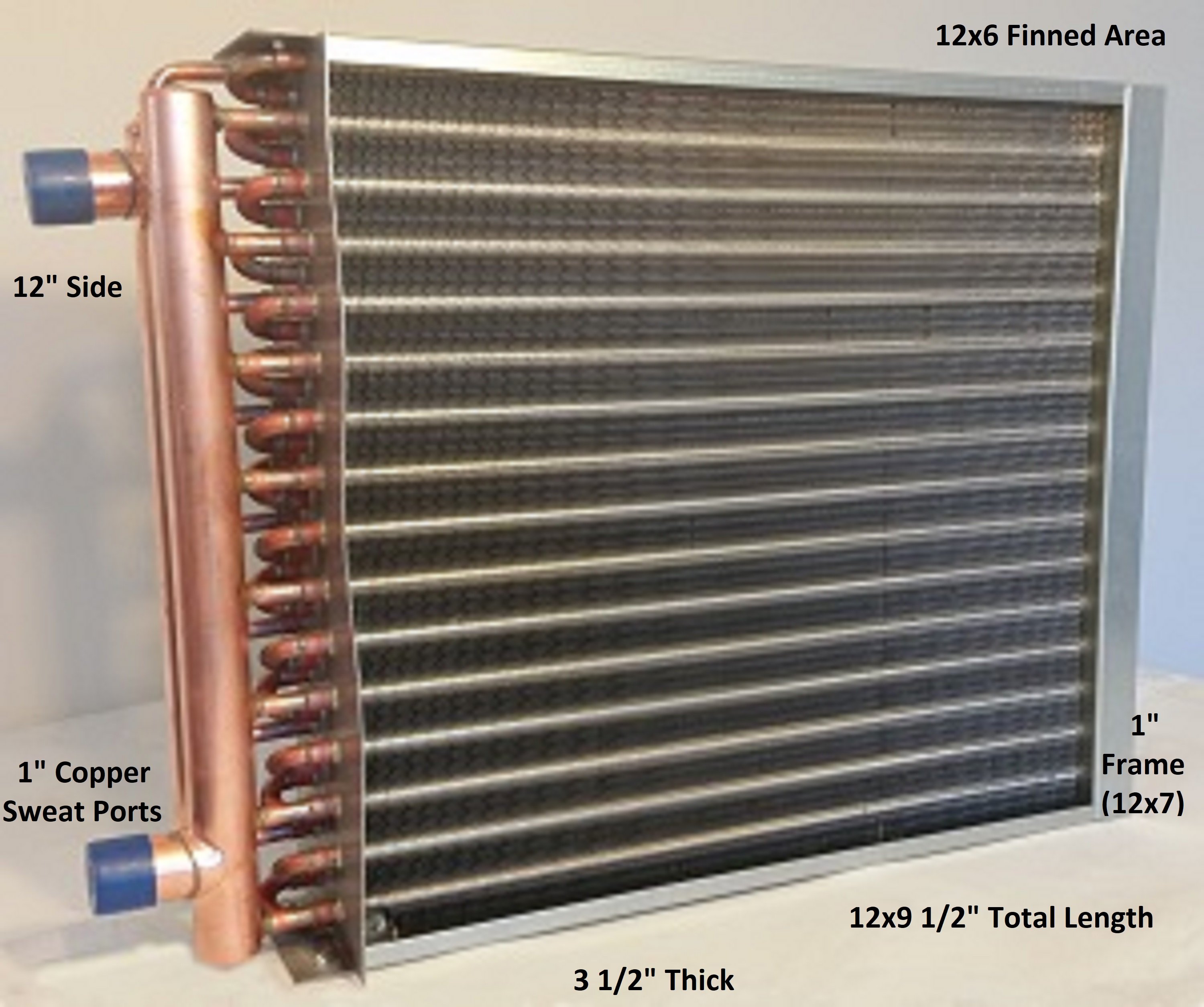 12x6 Water to Air Heat Exchanger 1 Copper Ports With Install Kit - The Log  Boiler