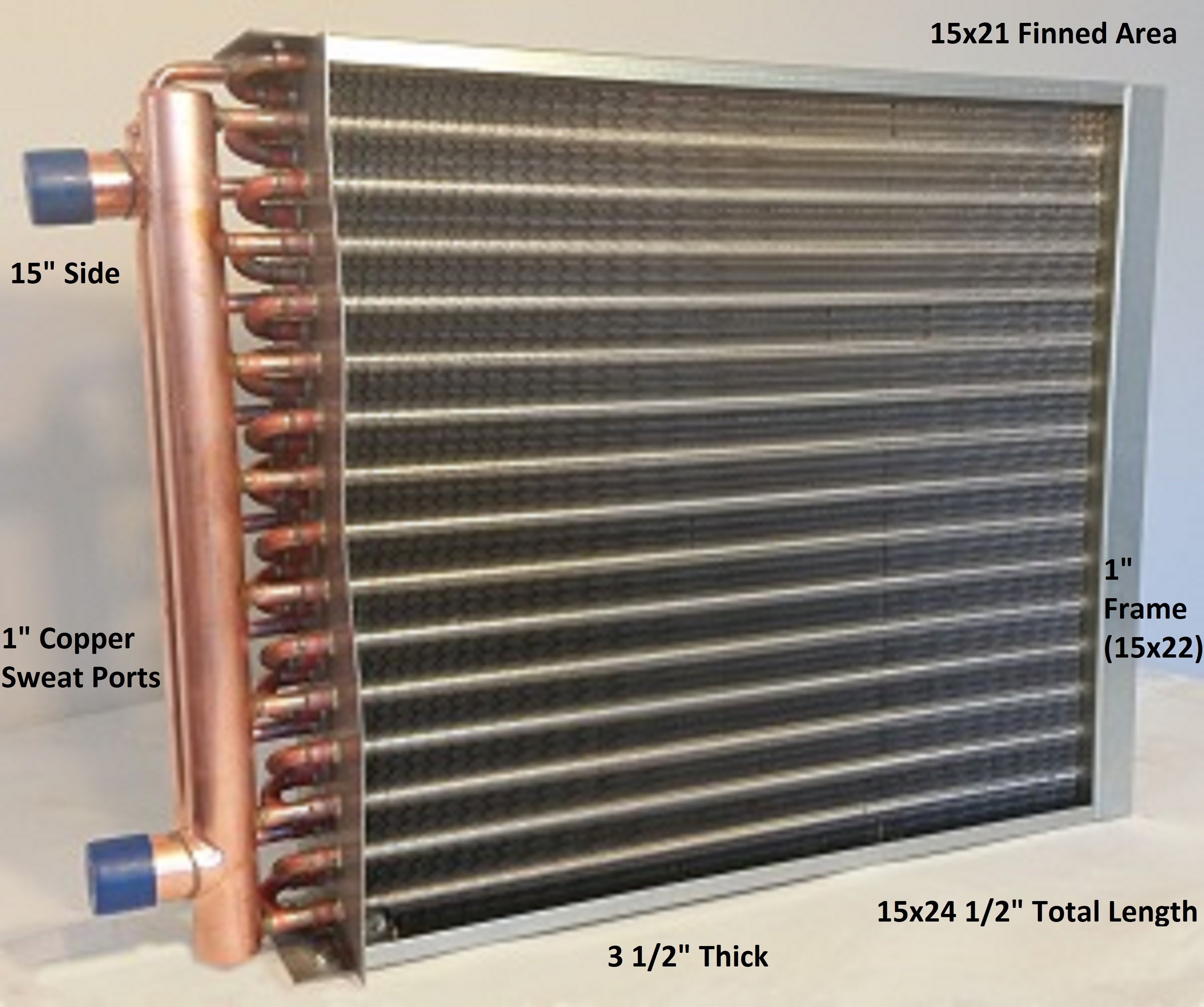 15x21 Water to Air Heat Exchanger 1 Copper Ports With Install Kit - The  Log Boiler
