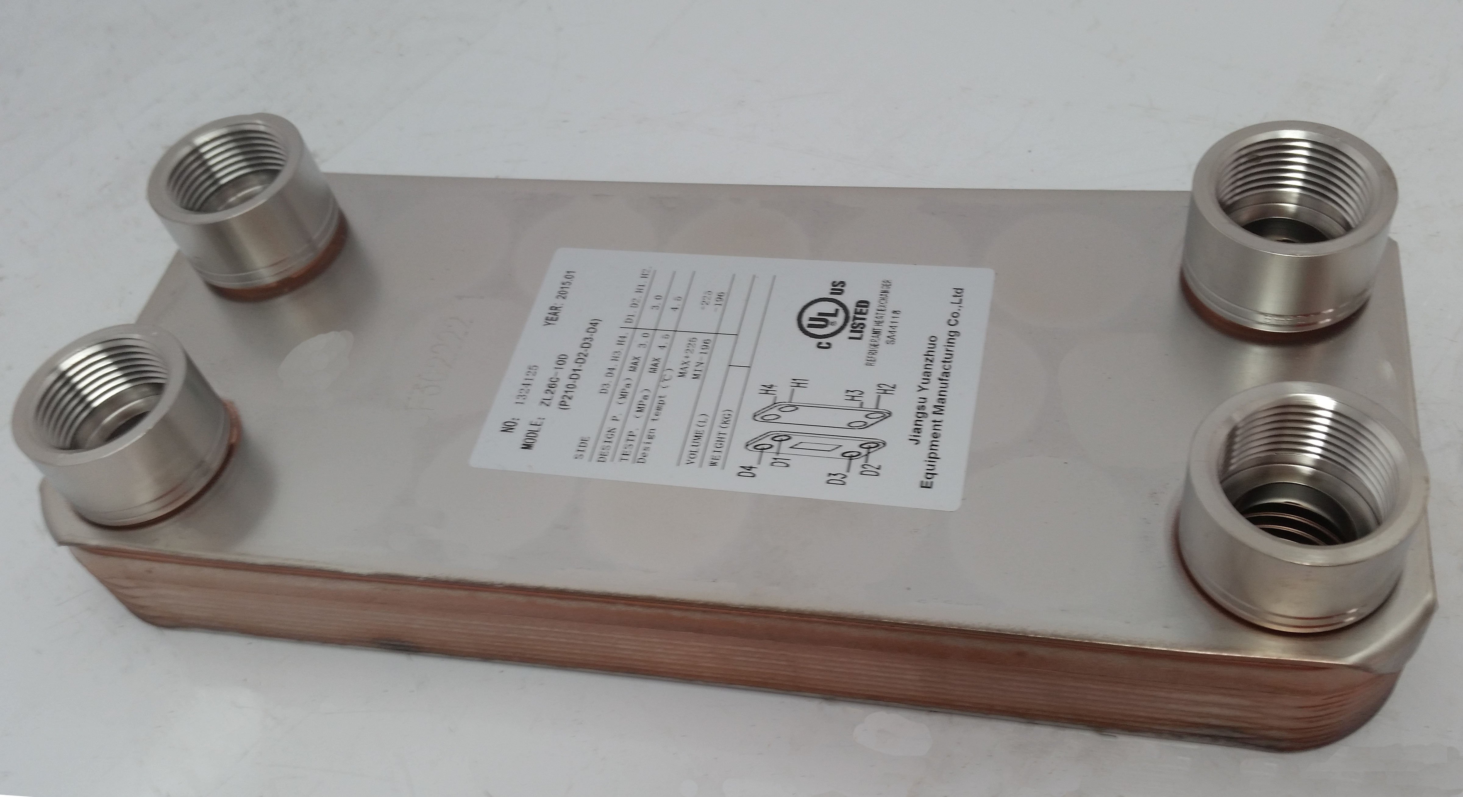 20 Plate Water to Water Brazed Plate Heat Exchanger 1 FPT Ports w/  Brackets - The Log Boiler