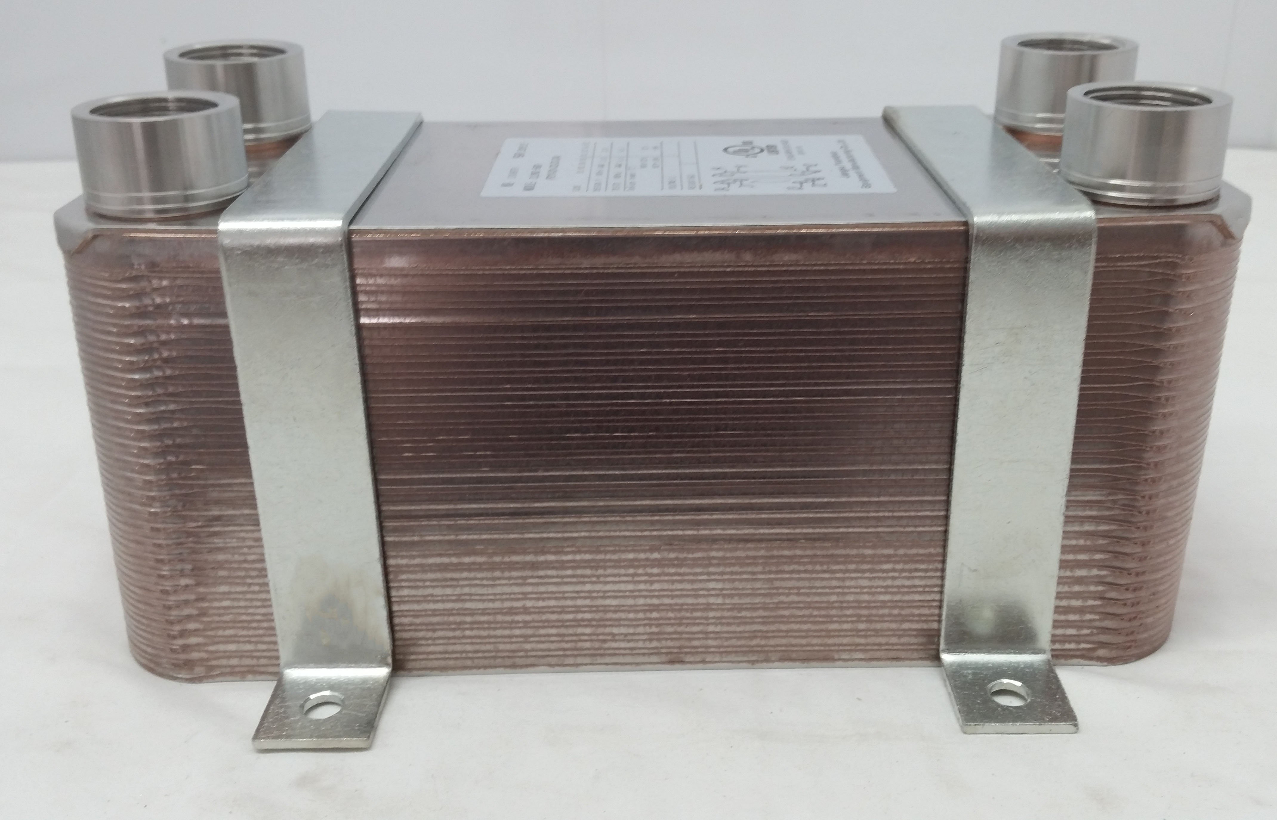 70 Plate Water to Water Brazed Plate Heat Exchanger 1 1/4 FPT Ports w/  Brackets - The Log Boiler