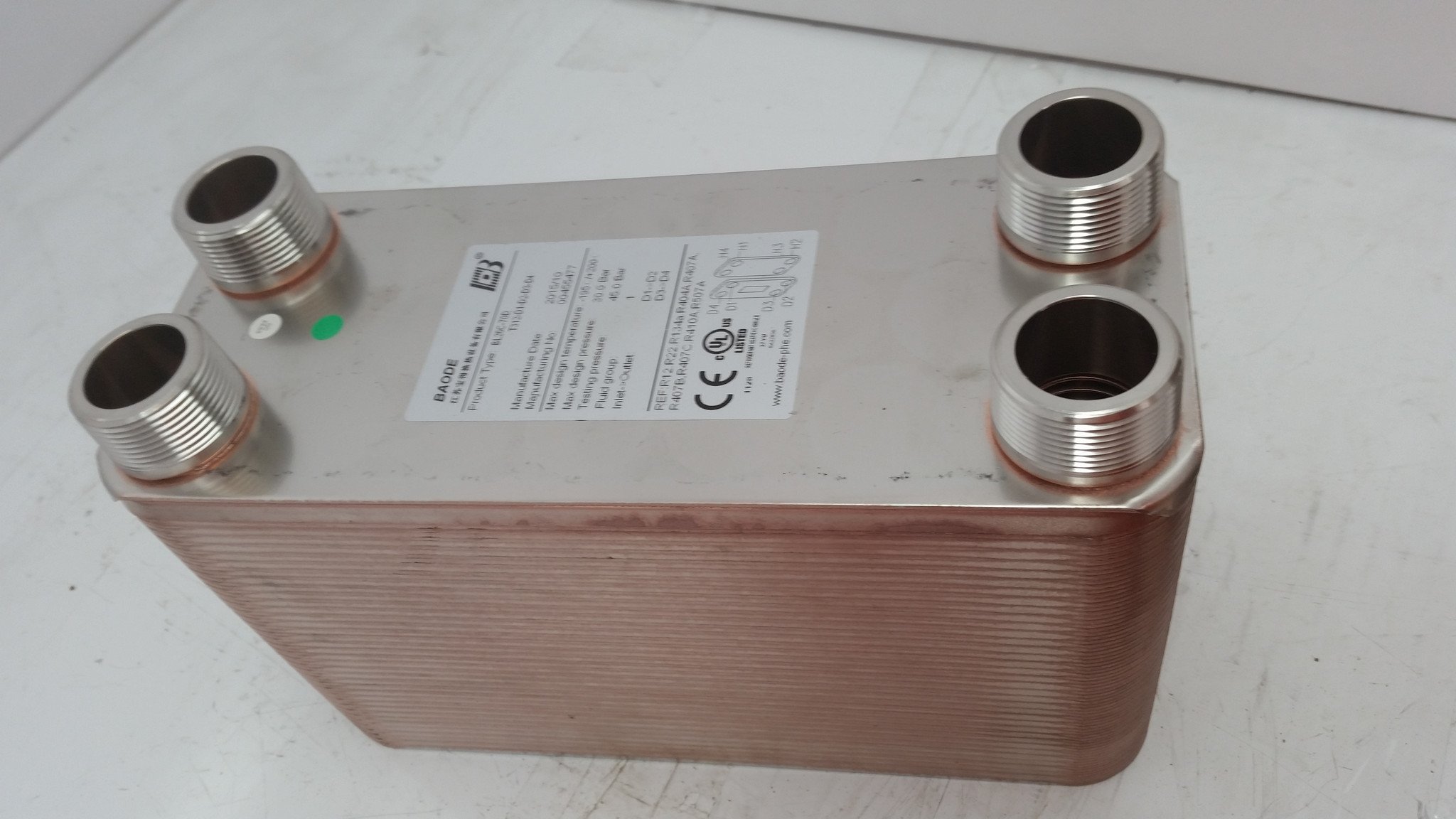 70 Plate Water to Water Brazed Plate Heat Exchanger 1 1/4 MPT Ports w/  Brackets - The Log Boiler