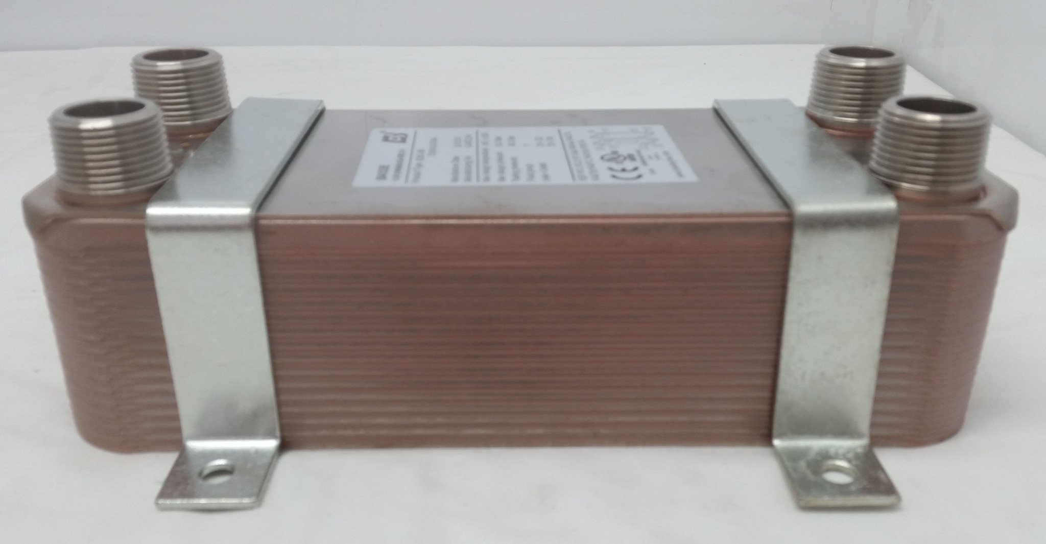 30 Plate Water to Water Brazed Plate Heat Exchanger 1 MPT Ports w/  Brackets - The Log Boiler